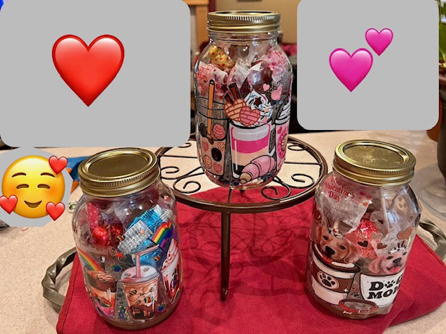 Glass mason jars for Valentine's